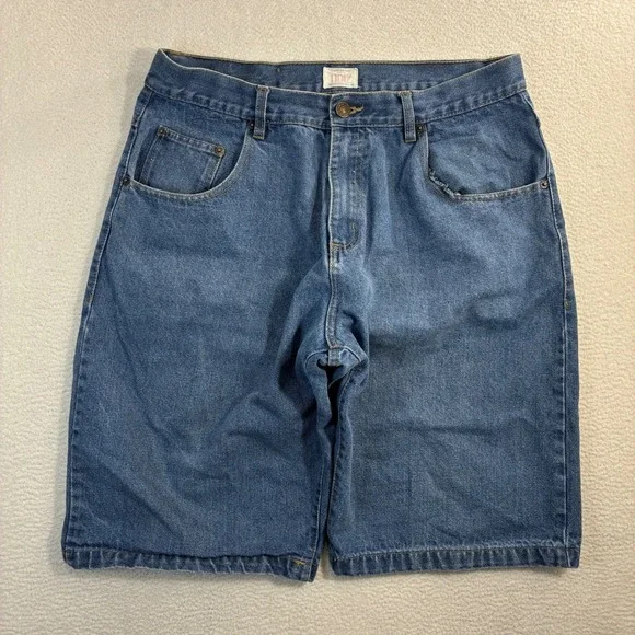 Y2K Noiz Baggy Jorts Men 38x13 Blue Loose Relaxed Skater Streetwear Jean Shorts - Picture 1 of 7